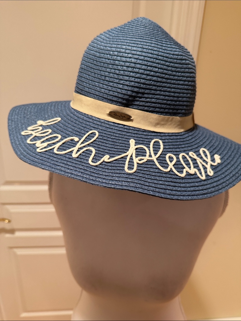 Panama Jack Navy and White Braided Sun Hat